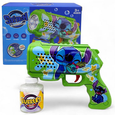 ( Net ) Stitch Soap bubble Gun With Light Up Soap Liquid Bottle