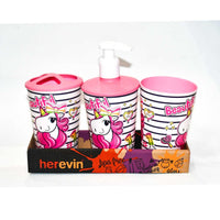 Herevin Patterned Toothbrush Liquid Soap Dispenser Bathroom Set / Unicron (NET)