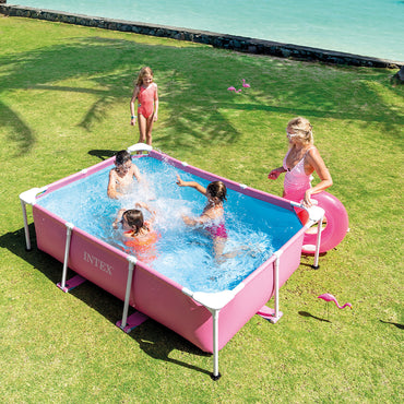 (NET) Intex Pink Rectangular Frame Above Ground Pool