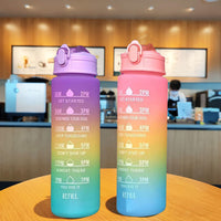 **(NET)** Sport Plastic Water Bottle with Straw Leak Proof Motivational Fitness Drink for Gym 800ml / KN-641