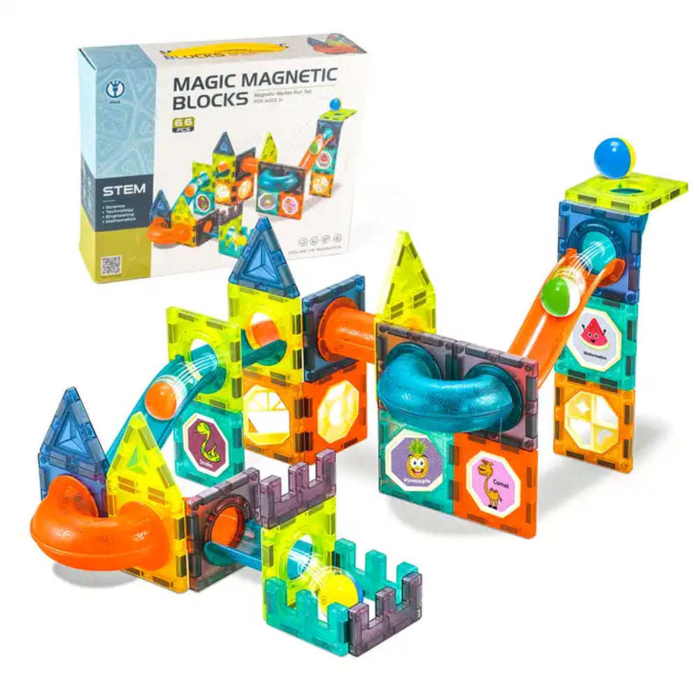 66 PCS Shining Magnet Building Tiles - Educational Construction Toy Set