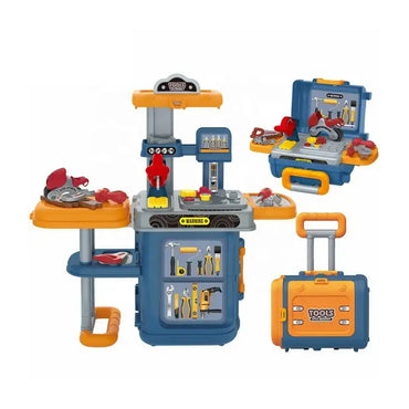 (Net) 3-in-1 Trolley Case Kids Tool Toy Set - Craftsman Tool Table Toy