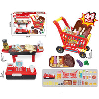 BBQ Shopping Cart Cash Register Toys Kids 3 In 1