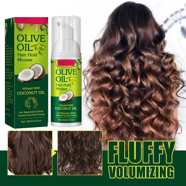 (NET)Curly Hair Mousse For Wigs Strong Hold Olive Oil Hair Styling Mousse 60ml