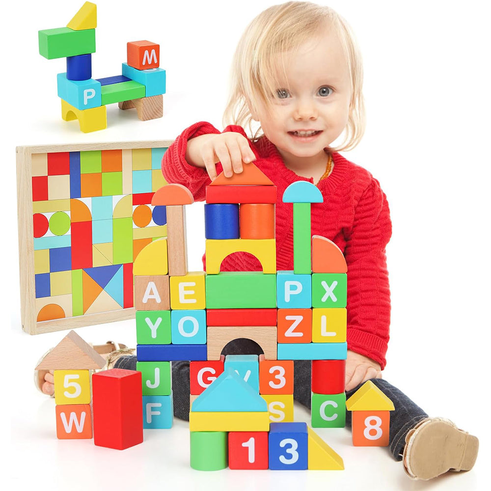 Wooden Number Letter Blocks