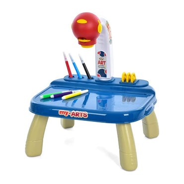 Navy Colored Kids Painting Table with Built-in Projector