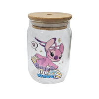 Stitch Glass Cup With Straw