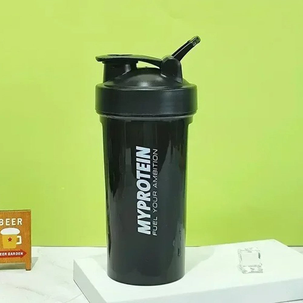 Black Plastic Protein Shaker Bottles Gym 500 ML