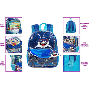 (NET) 131015-3 MOHCO Toddler Clear Backpack 13 inch Preschool Backpack Kindergarten Bookbag with Lunch Bag and Pencil Case for Boys