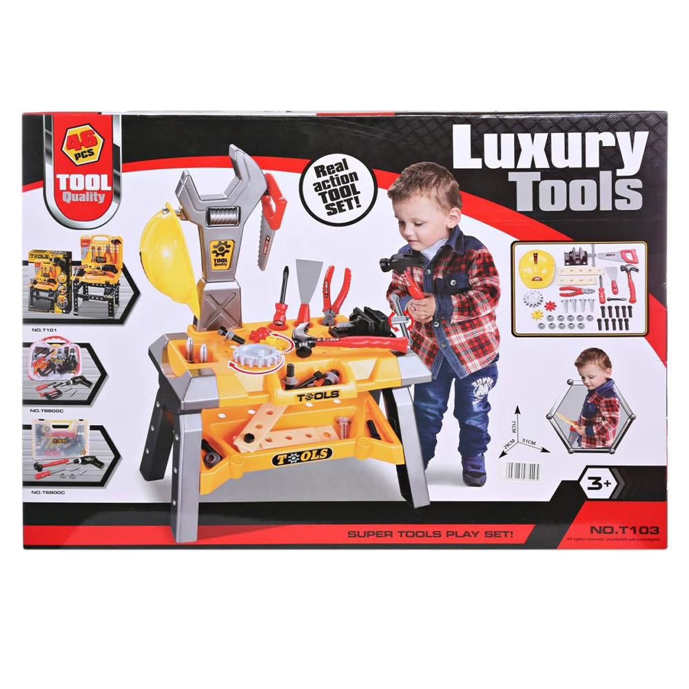 (Net) Super Luxury Tools Play 46 Pieces Set  Hammering and Nailing Toys