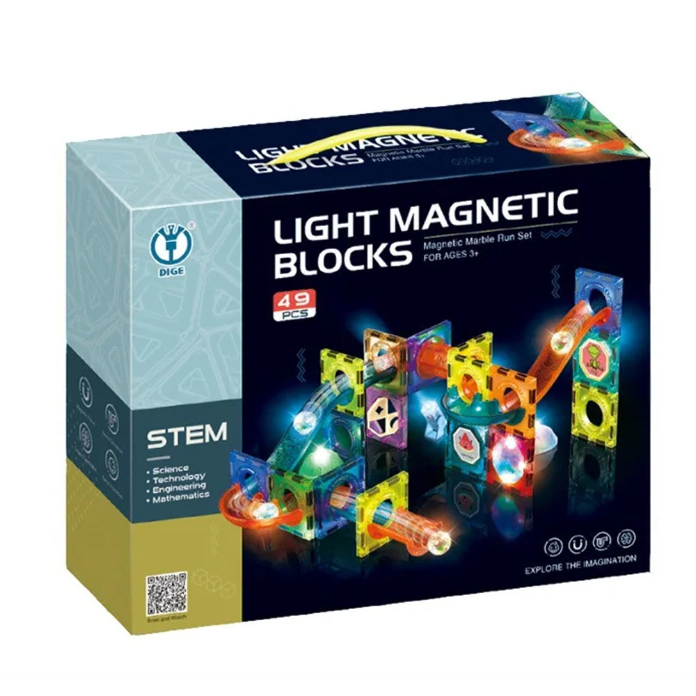 Snaptron Magnetic Tiles Marble Run - 49 pcs with Light Balls