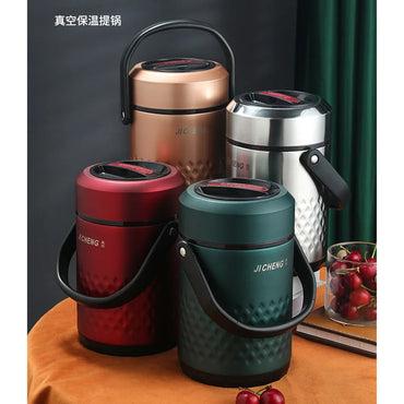 (NET)  2.4L Stainless Steel Food Flask Lunch Box