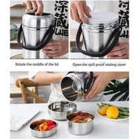 ( NET) Stainless Steel Multi-layer Insulated Lunch Box - 1.9L