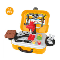 (Net) Bus-Shaped Construction Tool Kit - Interactive Play Cart for Kids