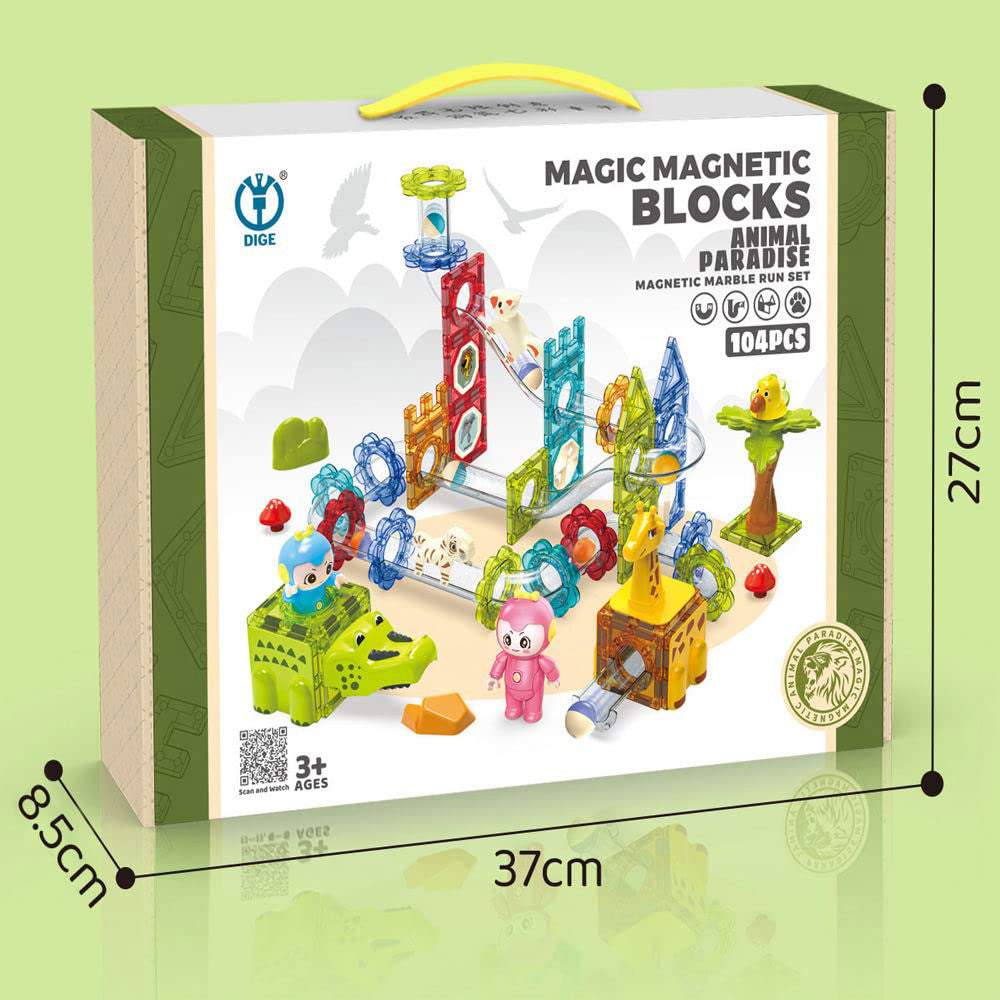 104-Piece Magnetic Animals Park Paradise Building Blocks Set