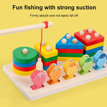 Montessori 2-in-1 Wooden Sorting and Stacking Toys for Toddlers