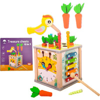 Wooden Activity Treasure Chests Cube Toy
