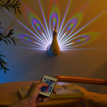 (Net)Peacock LED Wall Lamp With Remote Control
