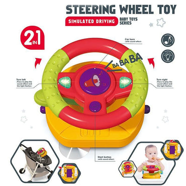 (Net) Travel Baby Toys Interactive Dashboard Steering Wheel Pretend Play Driving Toy Rear Car Seat Toys With Mirror