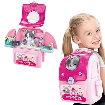 (Net) Pet Care Backpack Play Set - Educational Pretend Play for Kids