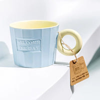 (Net) Ceramic Mug with Heat-Preserving Cap and Tea Spoon