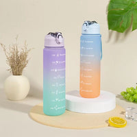 **(NET)** Sport Plastic Water Bottle with Straw Leak Proof Motivational Fitness Drink for Gym 800ml / KN-641