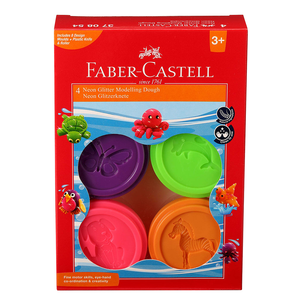 (NET) Faber Castell  Modelling dough neon Glitter Set of 4