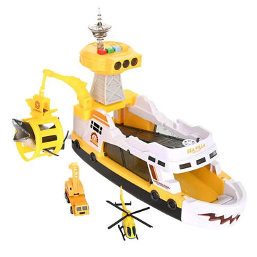 Shark Capture Ship Playset with Vehicles and Chopper