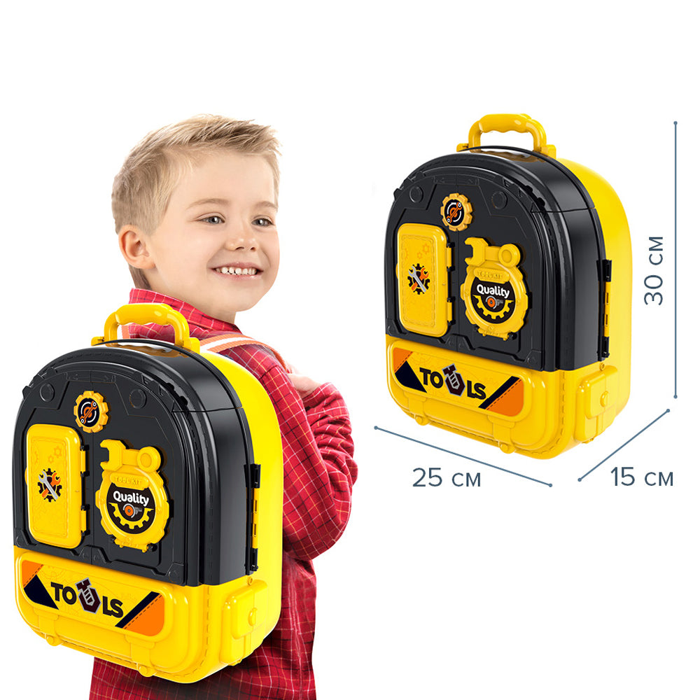 (Net) Kids' 3-In-1 Repair Toolbox Pretend Play Set with Backpack