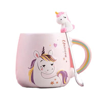 (Net) Unicorn Design Ceramic Mug with Cap and Spoon / 811604