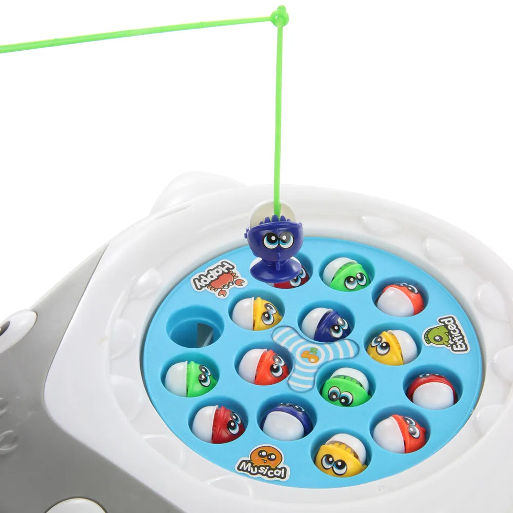 Green Fishing Game Toy Set With Music Table, Rotating Board, Fish