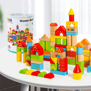 Set of 40 Colorful Wooden Building Blocks - Unleash Your Child's Creativity / 820045