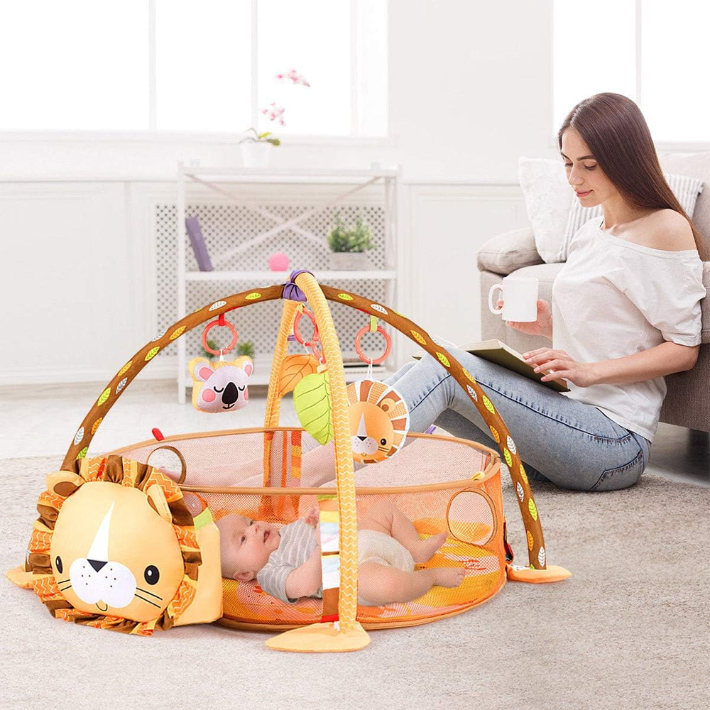 (Net) 3-in-1 Grow with Me Lion Baby Activity Gym and Ball Pit