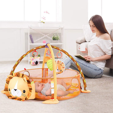 (Net) 3-in-1 Grow with Me Lion Baby Activity Gym and Ball Pit