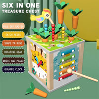 Wooden Activity Treasure Chests Cube Toy