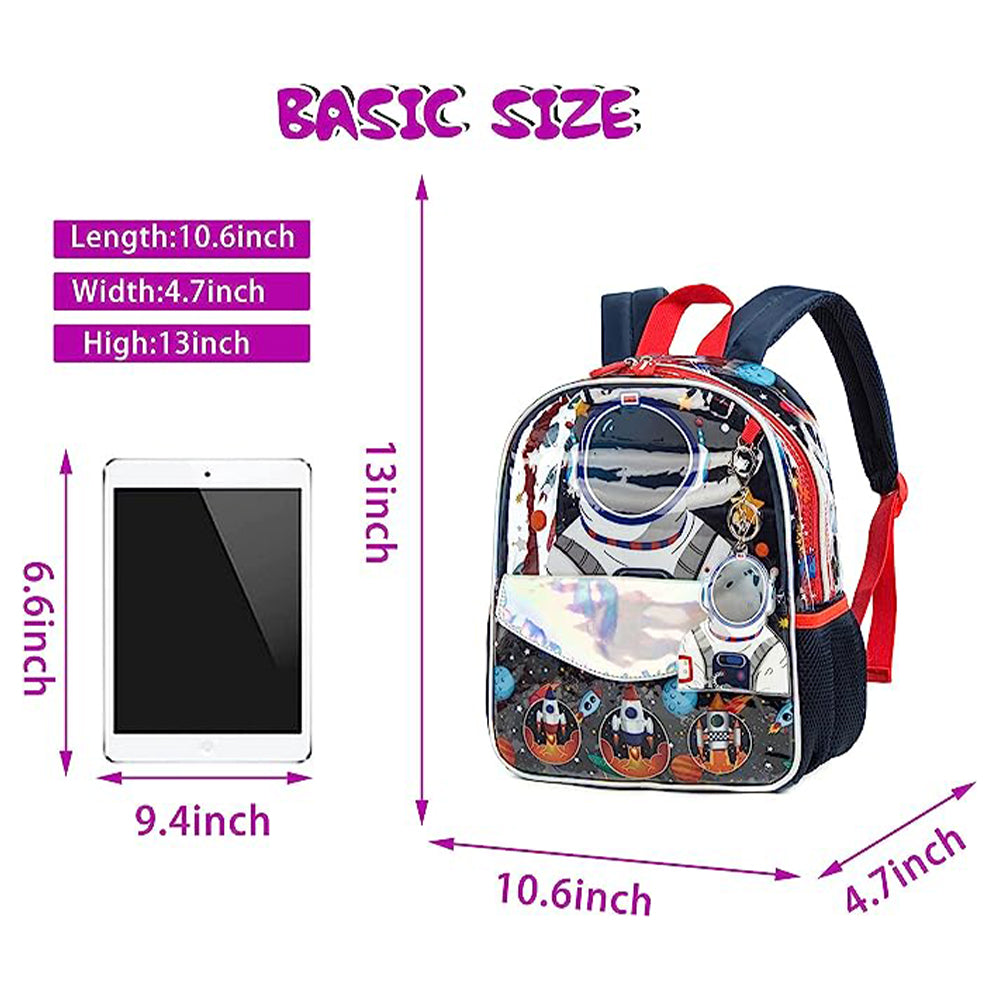 (NET)MOHCO Clear Kids Backpack 13 inch Transparent Toddlers Backpack See Through Preschool Bag with Lunch Bag and Pencil Case / 131012-3