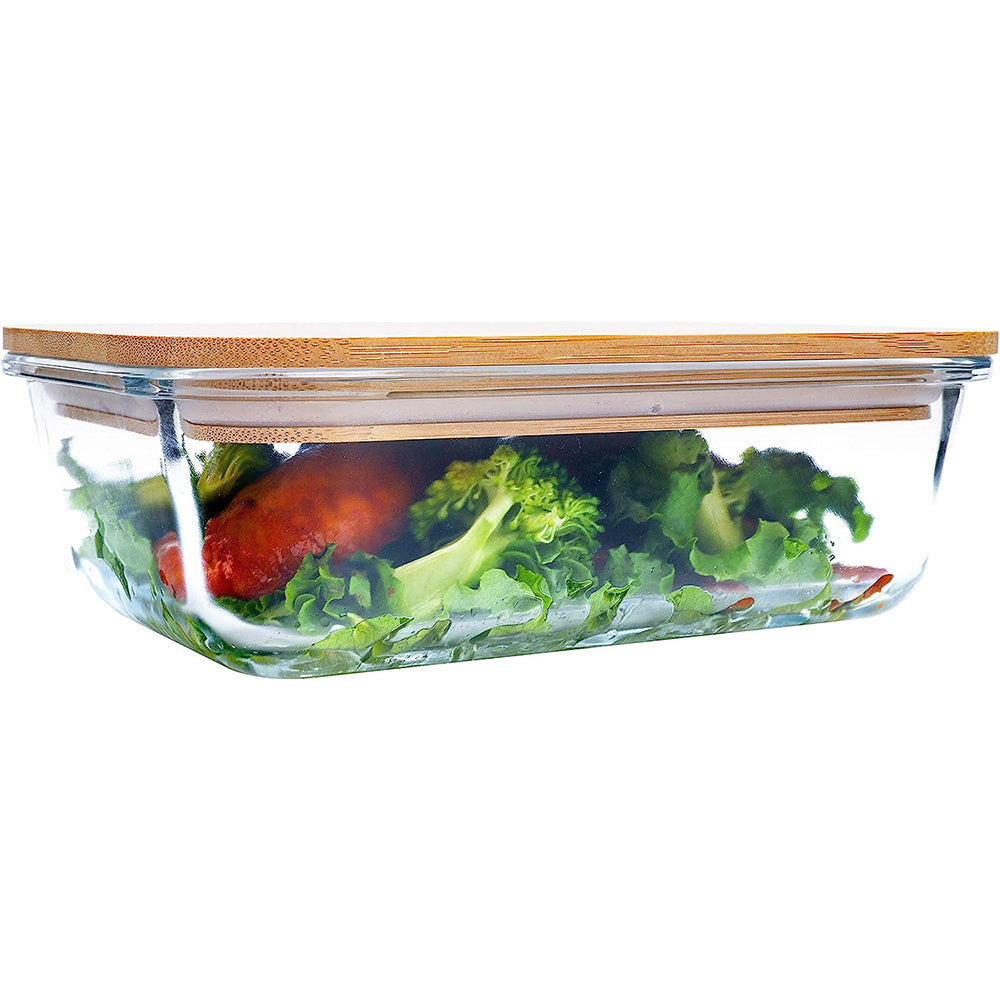 Glass Meal Prep Lunch Container with bamboo