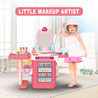 (Net) 3-in-1 Pink Dressing Table Beauty Makeup Set for Girls