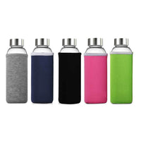 Transparent Glass Water Sport Bottle with Stainless Steel Lid