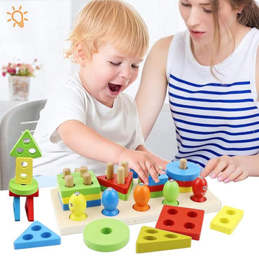 Wooden Bee Clipping Game for Kids | Multi-Colored Learning Toy