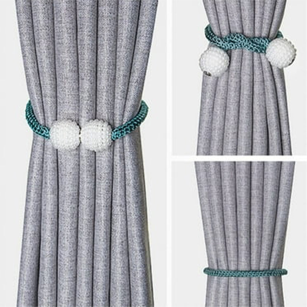 Curtain Tiebacks Magnetic Curtain Tiebacks Pearl Ball Curtain Drapes Clips Rope Holdbacks for Home Office