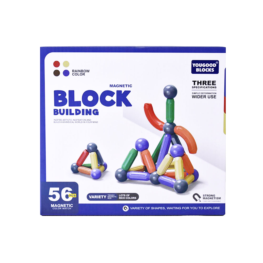 YouGoodBlocks Block Building Magnetic Tubes 56PCS - 8832
