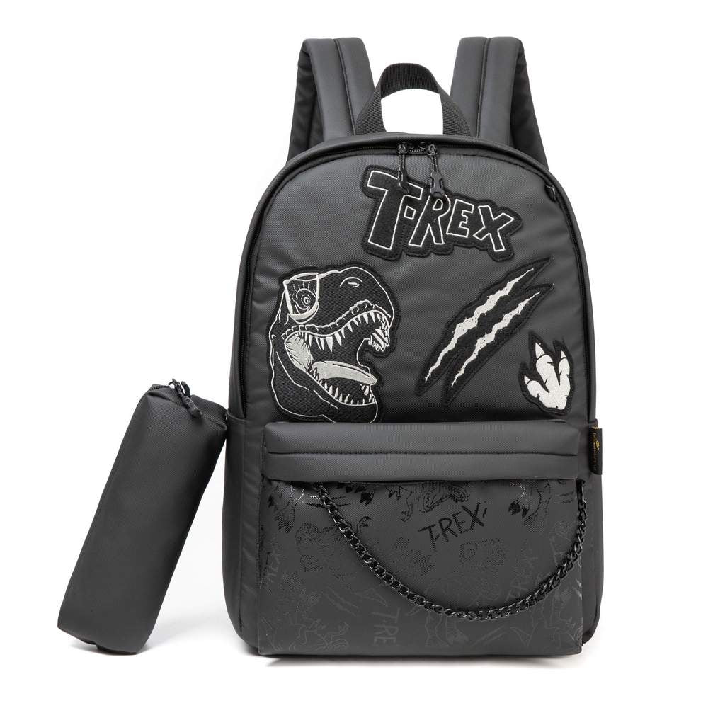 (NET) T-Rex School Bag With Pencil Bag Set Of 2 Pcs