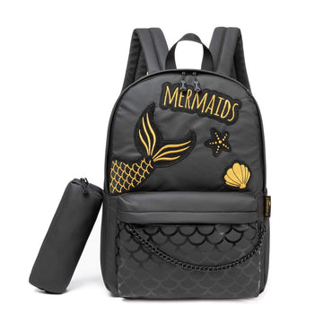 (NET) Mermaids School Bag With Pencil Bag Set Of 2 Pcs