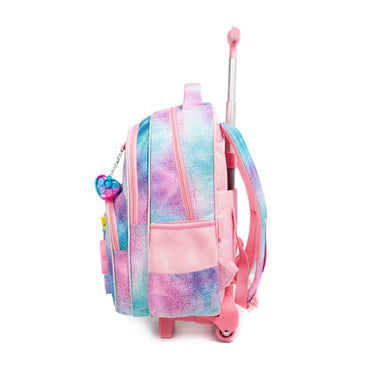 (NET) Rolling Backpack Kids Backpack With Wheels Trip Luggage Suitcase