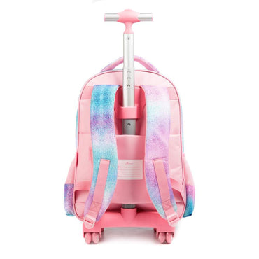 (NET) Rolling Backpack Kids Backpack With Wheels Trip Luggage Suitcase