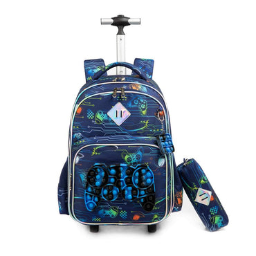 (NET) Cute Bluey Rolling Backpack With Lunch Bag Backpack With Wheels