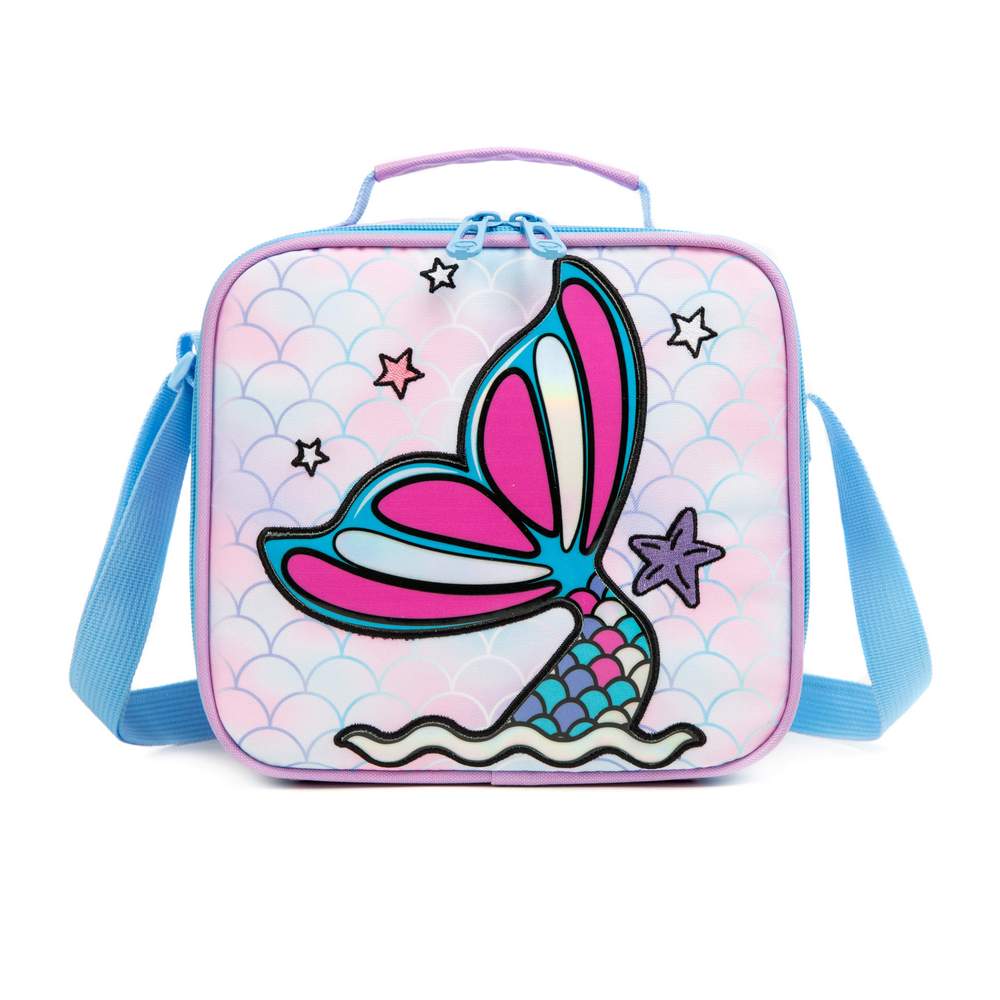 (NET) School Bag with Lunch Bag and Pencil Case Mermaid Set Of 3  Pcs