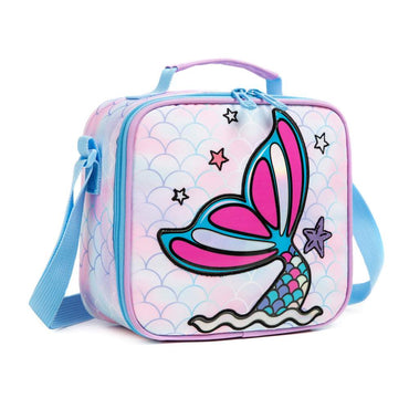 (NET) School Bag with Lunch Bag and Pencil Case Mermaid Set Of 3  Pcs