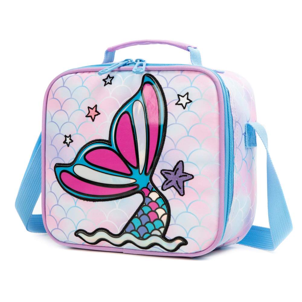 (NET) School Bag with Lunch Bag and Pencil Case Mermaid Set Of 3  Pcs